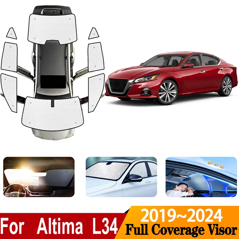 Car Anti-UV Sun Visors For Nissan Altima L34 2019~2024 Parasol Window Windshield Sunshades Covers Car Sun protection Accessories