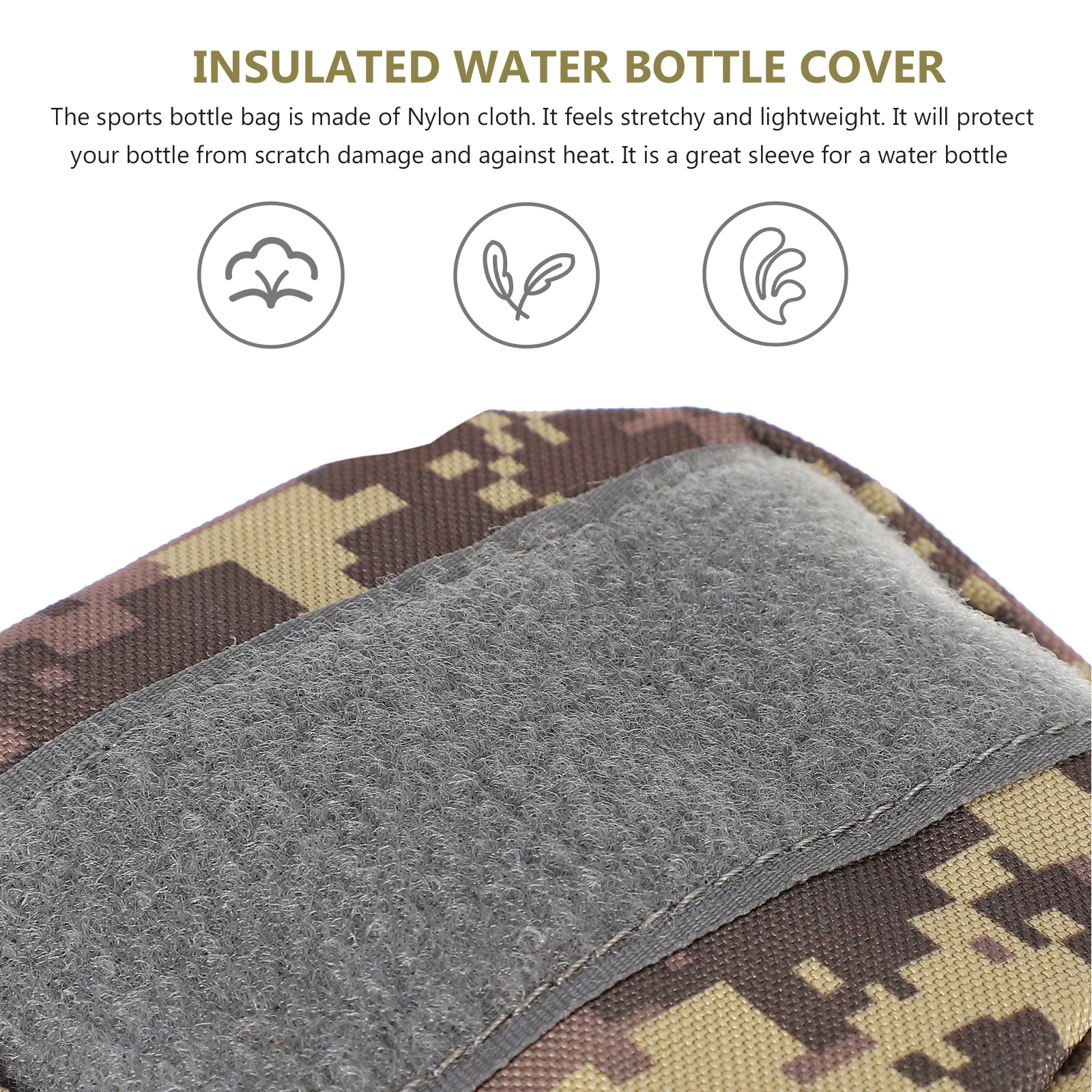 

Water Bottle Bag Lightweight Portable Hiking Camping Trekking Nylon Cloth Insulated Cover Sports Pouch Storage Camouflage