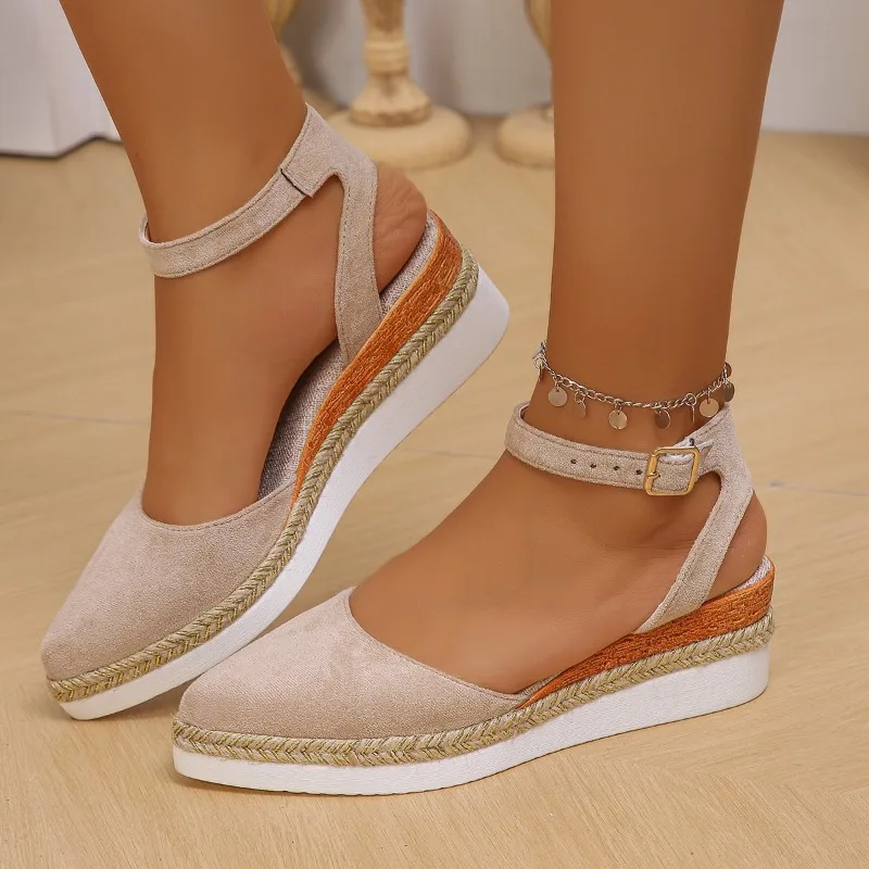

Suede Solid Color Women Shoes Summer 2026 Casual Pointed Toe New Thick Soled Single Shoe Comfortable Lightweight Soft sole Shoes