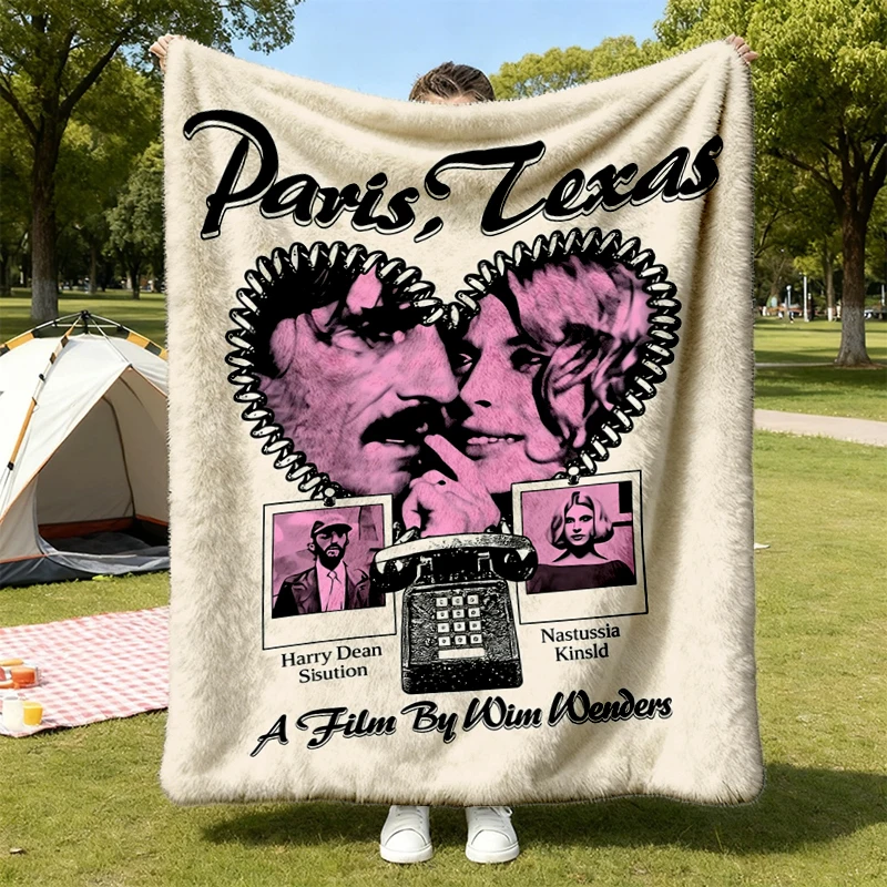 Paris, Texas graphic Flannel Throw Vintage movie poster design