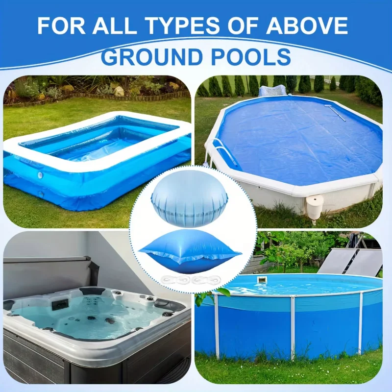 Pool-Luftkissenbezug, rund, quadratisch, mit 15 Metern Seil, für die Winterverdickung, schützende Abdeckung für kalte Außenpools