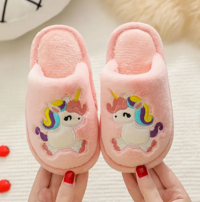 Cartoon Cute Bear Slippers Autumn Winter Children's Cotton Slippers Plush Warm Slippers Home Soft Bottom Non-slip Slippers Shoes