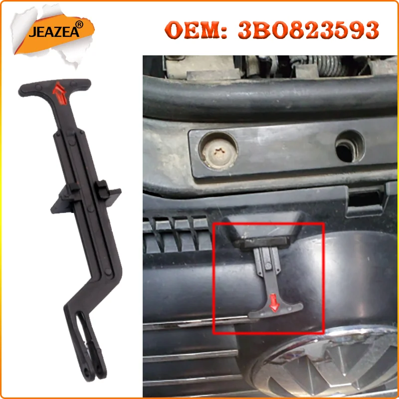 JEAZEA 3B0823593 Bonnet Hood Release Rod Lock Latch Handle for VW Bora Golf MK4 Passat B5 B5.5 1J0823593C 3BD823593A 3BD823593