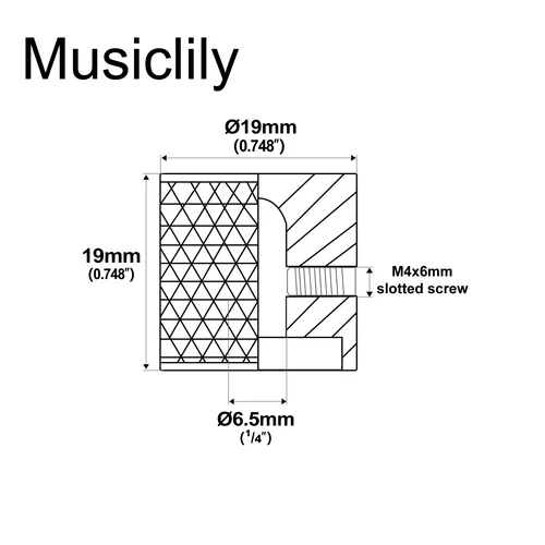 Imagen 2 del producto Musiclily Pro Perilla de control de potenciómetro de ajuste universal con tapa plana de acero de 1/4 de pulgada con tornillo de fijación para bajo de guitarra (juego de 2)