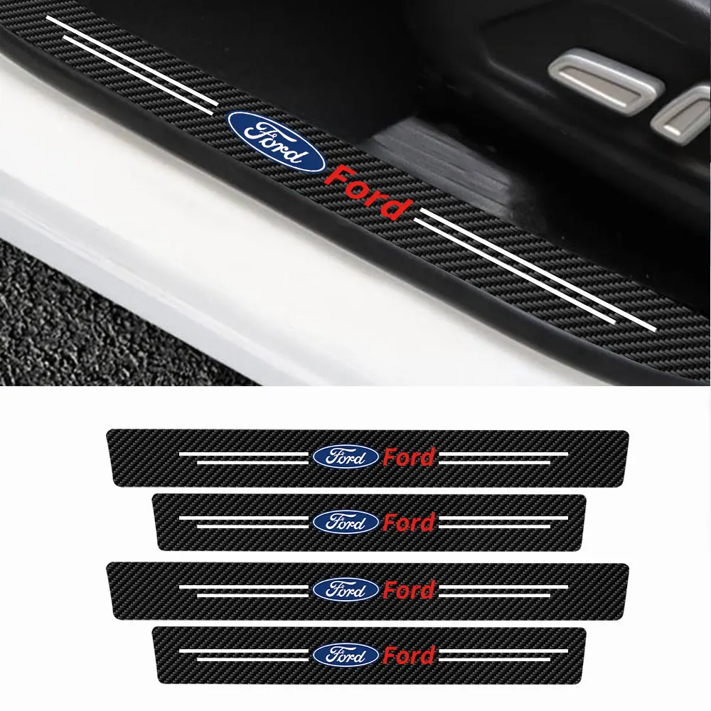 New Leather Car Door Plate Sill Anti Scuff Protector Welcome Pedal Guard Sticker For Ford BRONCO Fiesta Mondeo Fusion Explorer