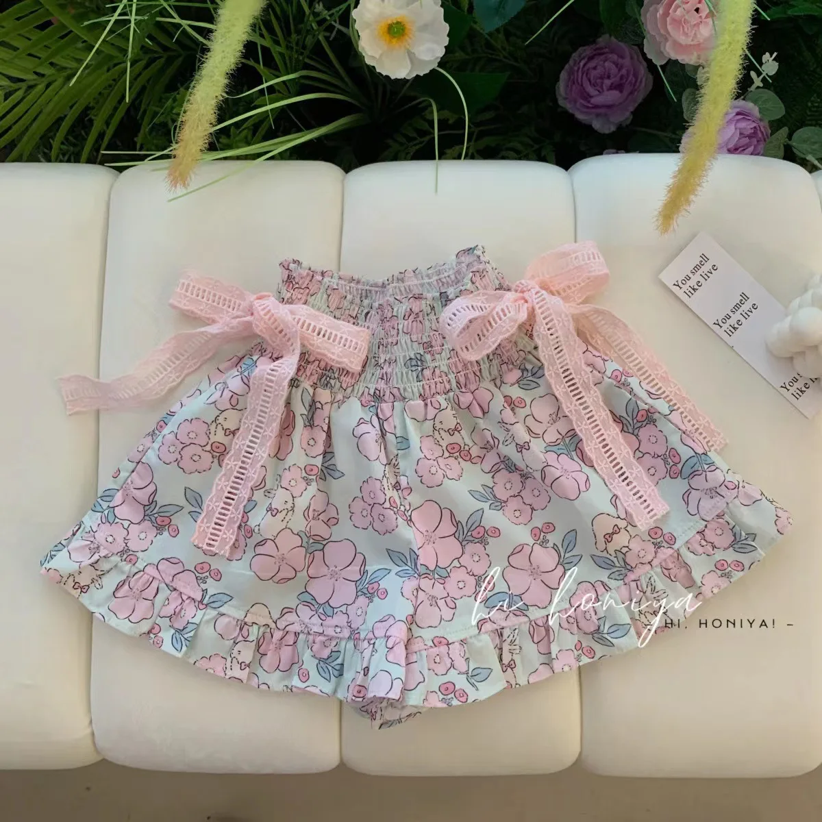 Humor Bear Baby Girl Sui Sweet Cute Lace Princess Style Floral Outfit Children Sleeveless Vest Trouser Skirt Set