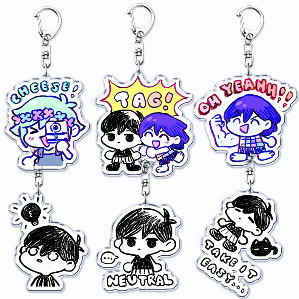 Hot Omori Game Keychain for Accessories Bag Basil Kel Hero Aubrey Omocat Sunny Key Chain Ring Keyring Jewelry Fans Friends Gifts