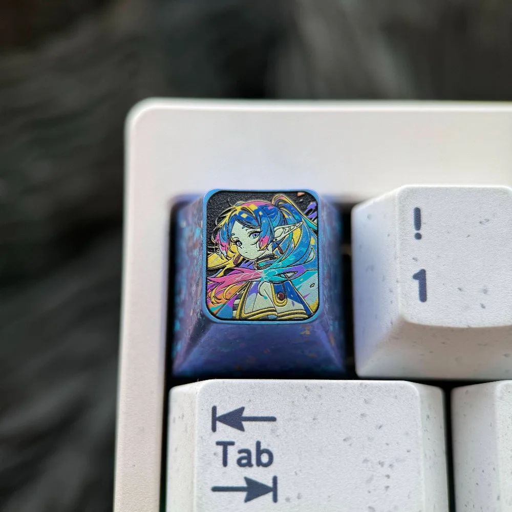 Frieren: Beyond Journey's End  Metal Keycaps Titanium Mechanical Keyboard Keycap ESC 1U Anime Cute Cherry Artisan Keyboard Caps