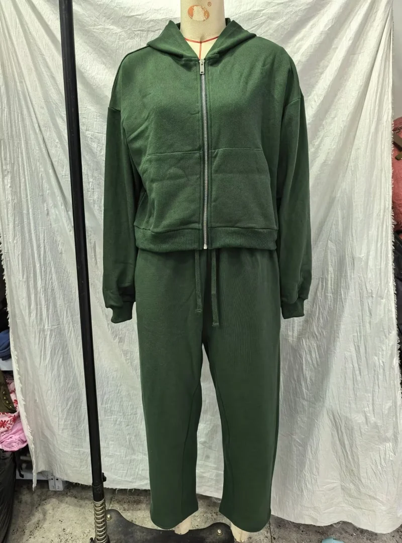 Guobioziy 2026 Women's New Washed Look ZipUp Hoodie and Pants Set Fashionable and Versatile Elegant and Graceful Casual