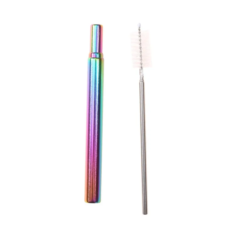 Reusable Telescopic Straw Stainless Steel Metal Straw With Cleaning Brush Portable Drinking Straw Set For Travel With Case