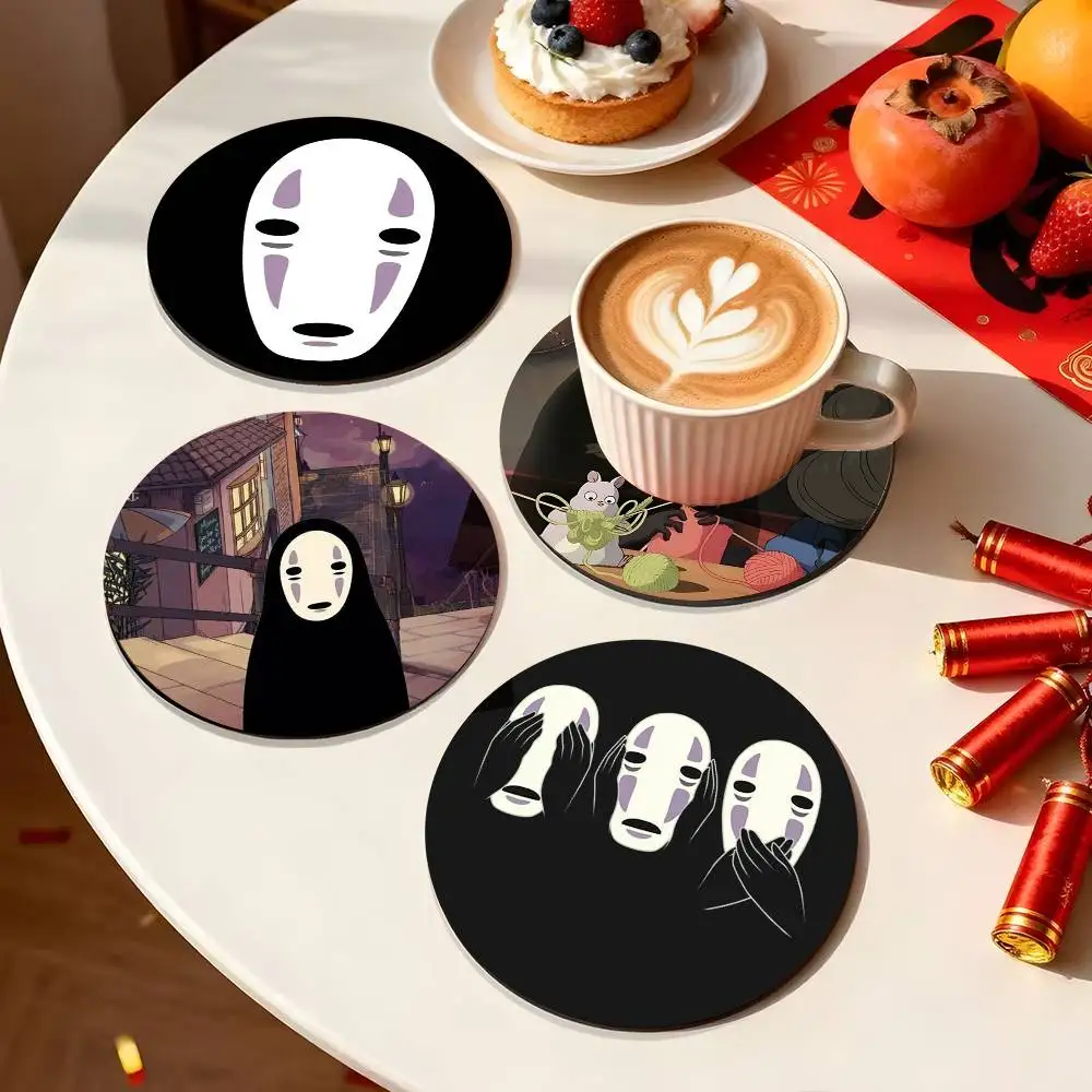 1pc Anime No Art Face Man Wooden Coaster Colour Printing Cup