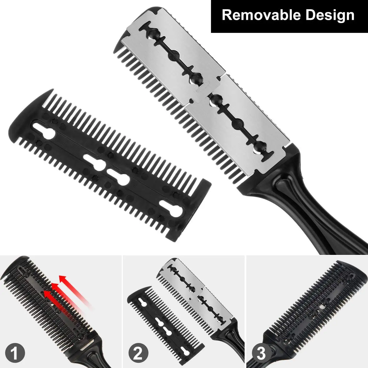 Hair Cutting Comb Hair Brushes With Razor Blades Hair Trimmer Cutting Thinning Tool Professional Styling Barber Cutter Accessory