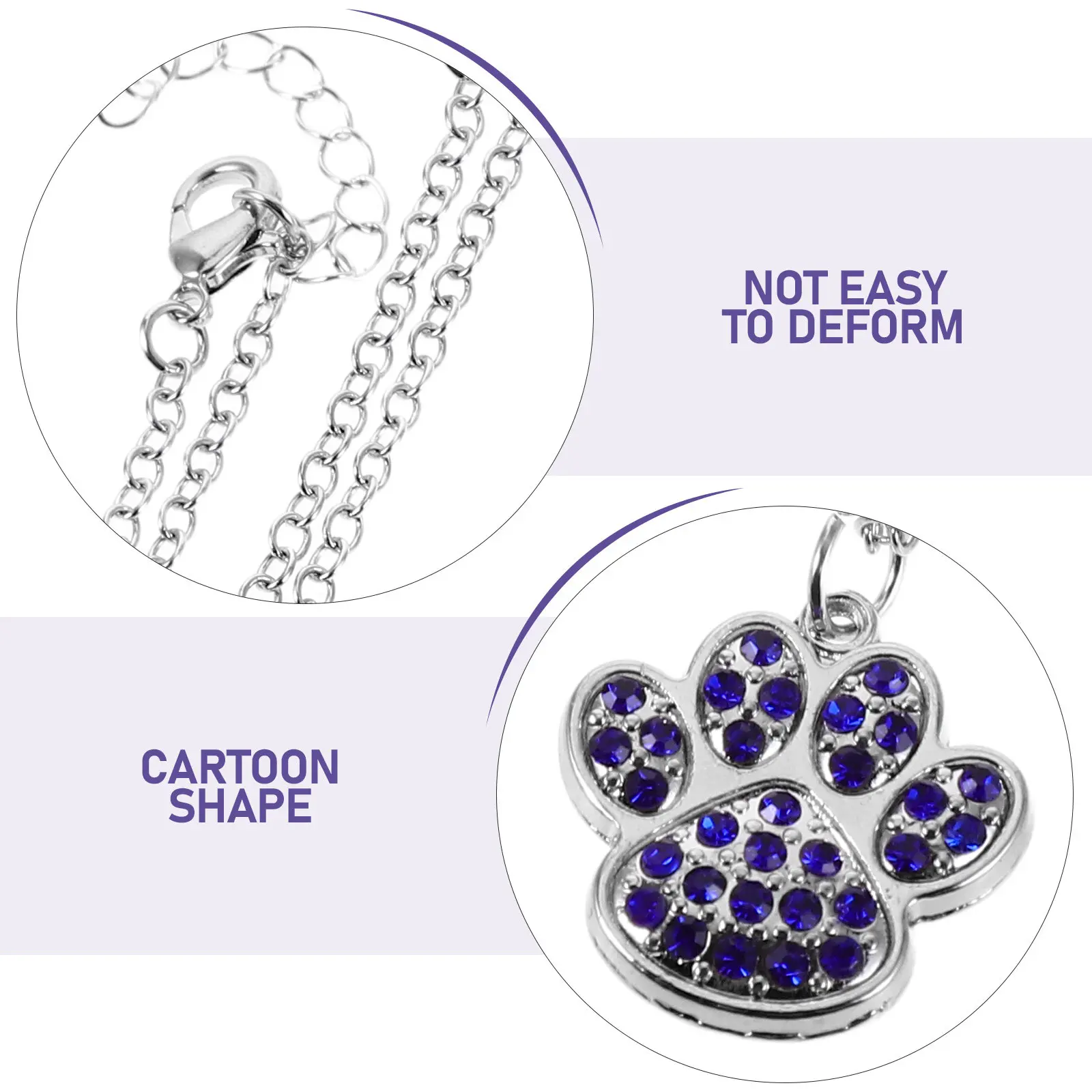 Elegant Blue Rhinestone Paw Print Necklace Vintage Adjustable Pet Paw Pendant Jewelry for Women Birthday Necklace