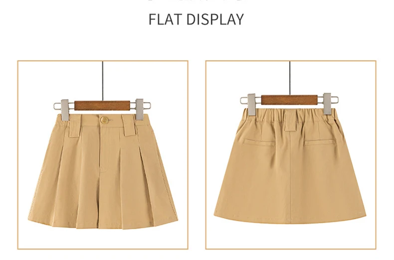 College-Preppy-Stil Schuluniformrock für Mädchen, Khaki-Faltenrock, Elegante Kinderkleidung für Teenager – Detail 8