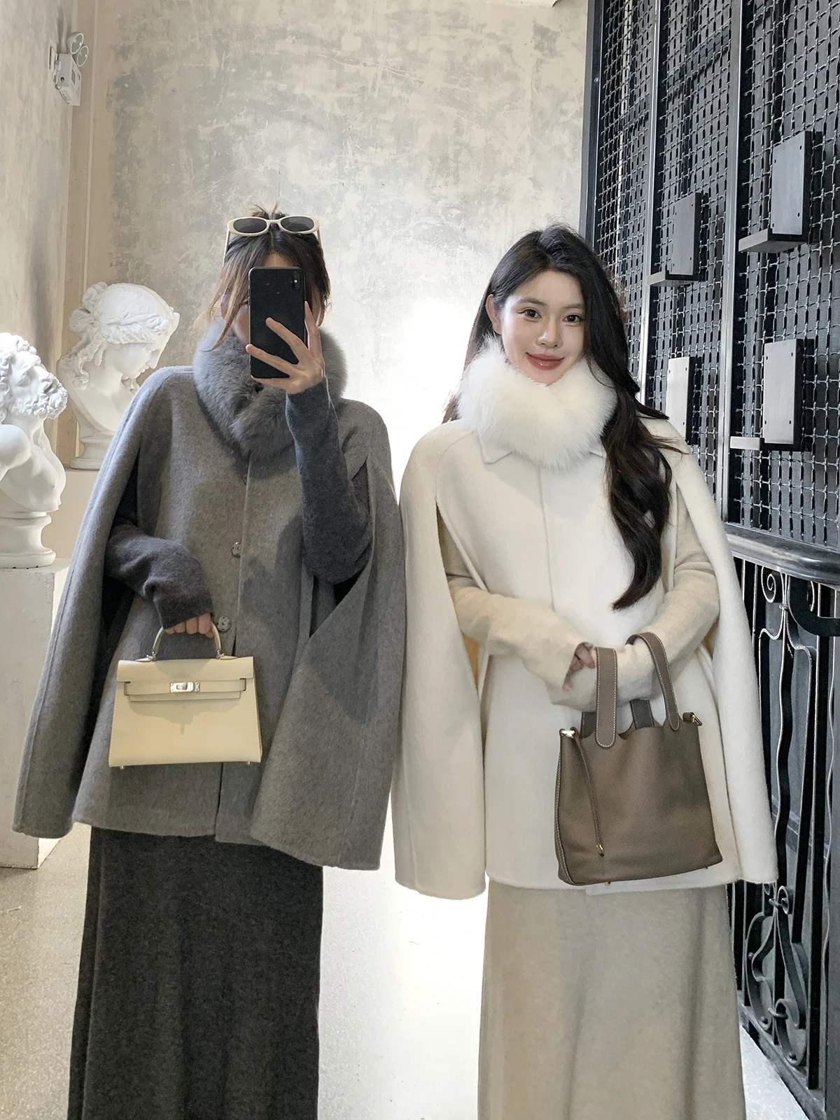 

Пальто-тренч с меховым воротником из шерсти для женщин, зимнее, модное, свободного кроя, для повседневной носки, тонкое, стандартного размера