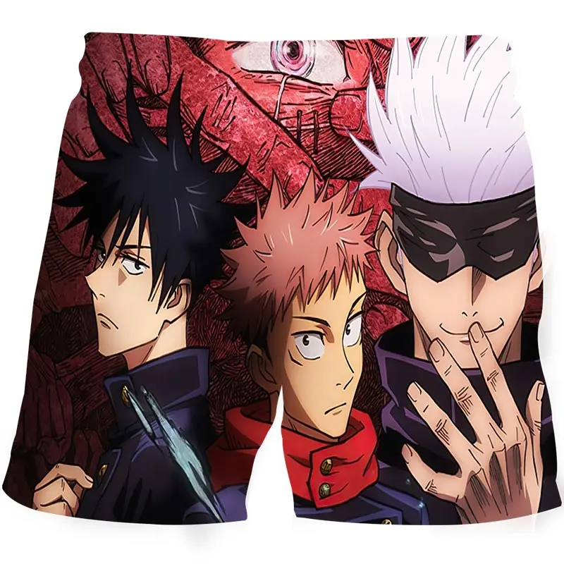 New Anime Jujutsu Kaisen 3D Printed Swimming Shorts Men Summer Beachwear Loose Swim Trunks Kpop Swimsuits Shorts