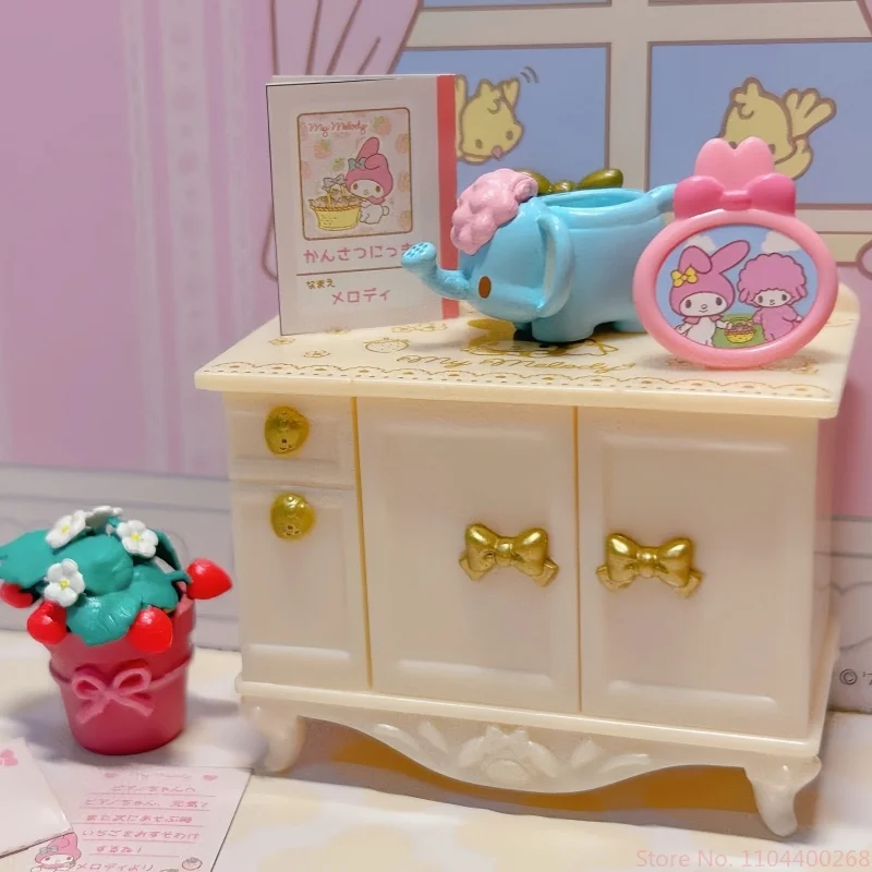 리멘트 가샤폰 캡슐 장난감 Sanrio 블라인드 박스 룸 귀여운 카와이 딸기 룸 만화 미니어처 장식 캔디 장난감 어린이 선물