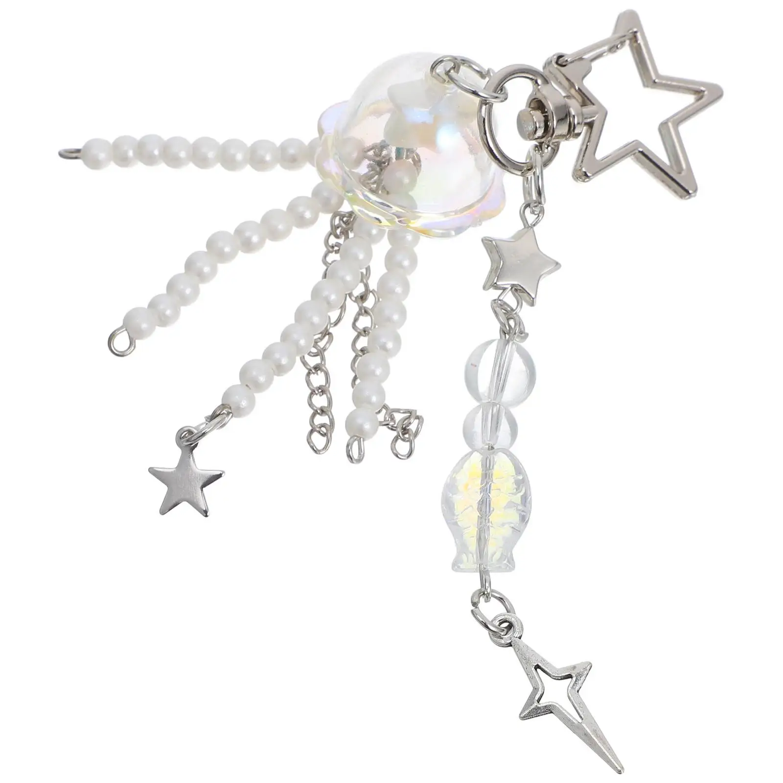 

Mini Kawaii Star Jellyfish Keychain for Women Girl Beads Pendant Charm Cute Car Bag Backpack Purse Decor Gifts
