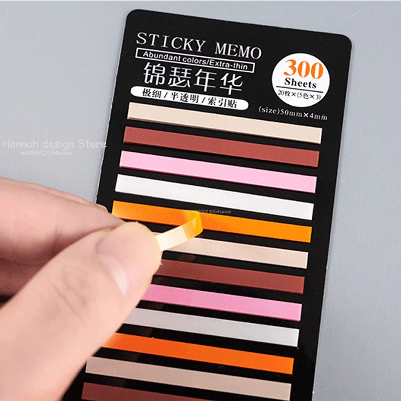 300Sheets Color Stickers Transparent Fluorescent Index Tabs Flags Sticky Note Posted It Stationery School Office Supplies