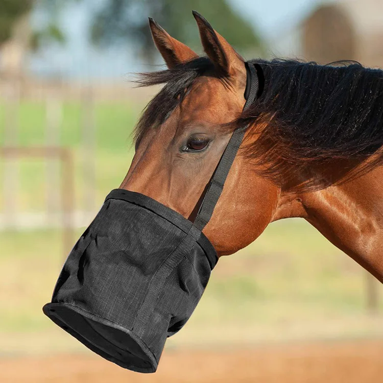 Heavy Duty Mesh Feed Bag for Horses and Mules Mesh Feeder for Horses Mesh Horse Feed Bag Durable Canvas Grain Feedbag