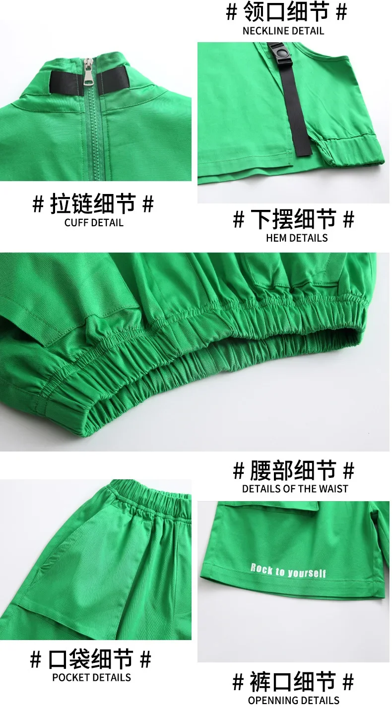 Kinder Hip-Hop-Kleidung, ärmelloses Jackenoberteil, T-Shirt, Streetwear, taktische Cargo-Jogginghose für Mädchen und Jungen, Tanzkostüm, Kleidung. – Detail 18