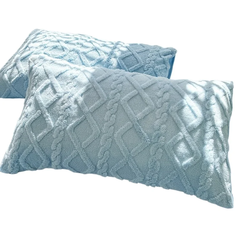

Tafu Plush Plush Solid Color Jacquard Pillowcase Household Student Dormitory Protective Cover