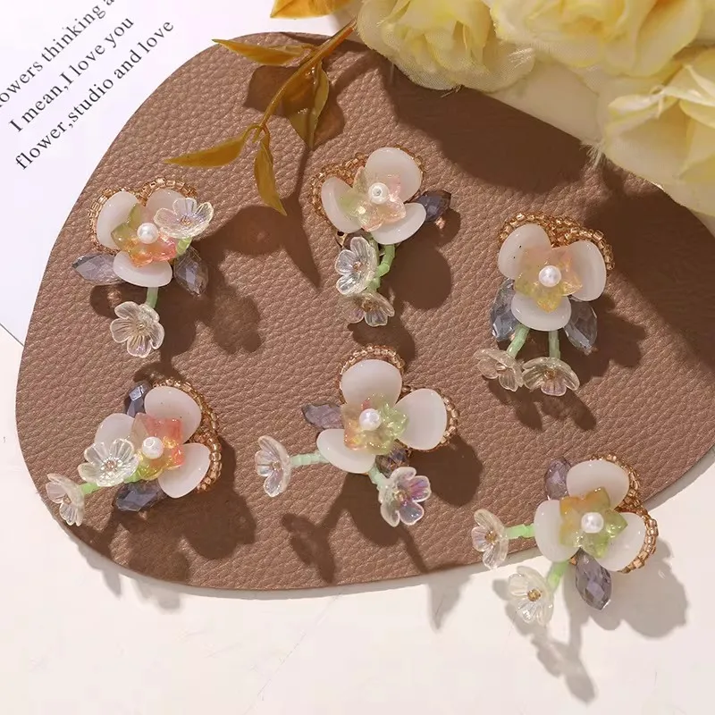 

5 шт. нашивок из хрустальных бусин в форме листа лотоса для самостоятельного изготовления, для одежды, сумок, заколок для волос, аксессуаров для обуви, parche para ropa