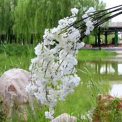 140CM Artificial Cherry Vine Silk Cherry Oriental Home Wedding Garden Party Shop Decoration Christmas Luxury Cherry Fake Flower