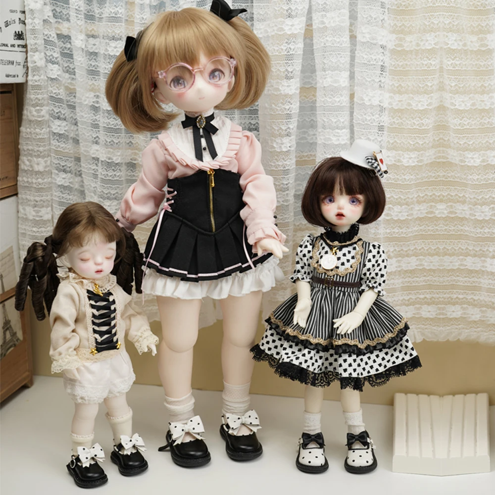 

D09-P732 детская игрушка ручной работы 1/4 1/6 gl yosd кукла MSD DD BJD/SD кукольная обувь в горошек с бантом кожаные туфли 1 пара