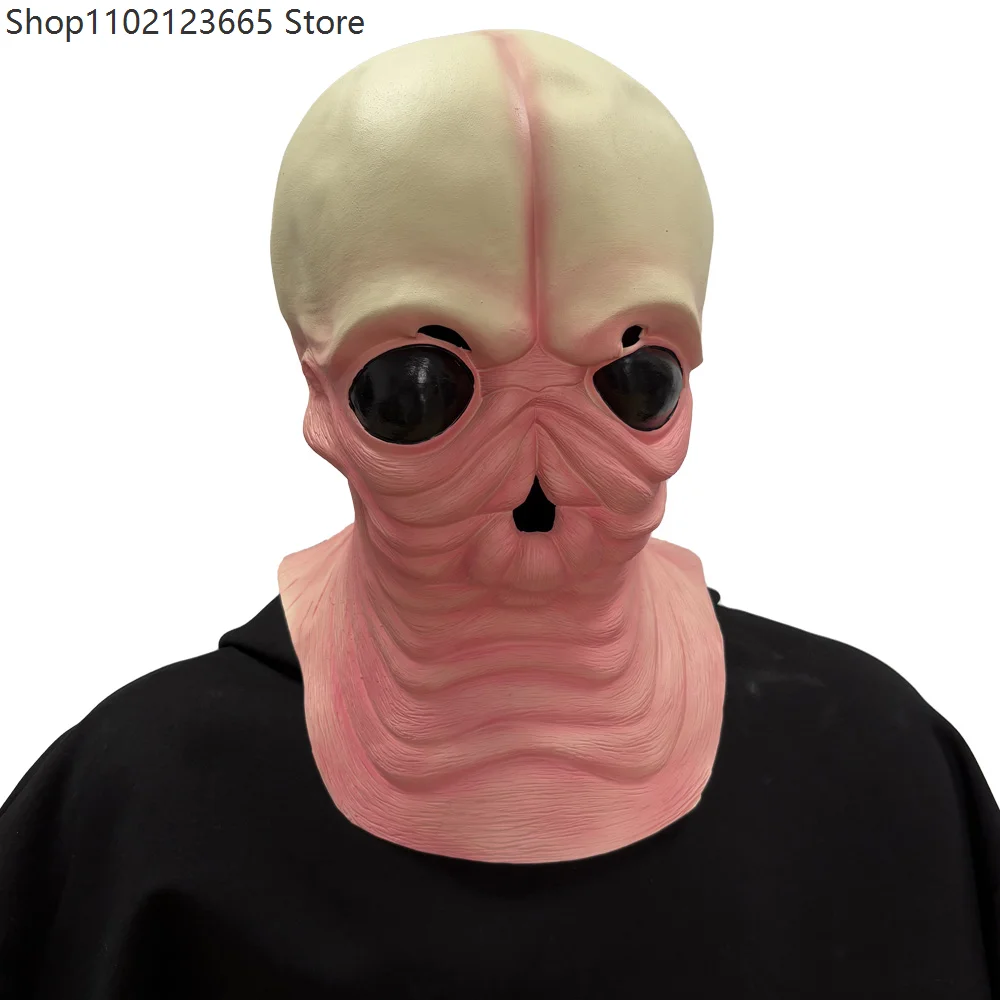 Realistic Pink Alien Mask Cosplay Big Eyes Space Creature UFO Latex Helmet Halloween Carnival Party Costume Props Accessories