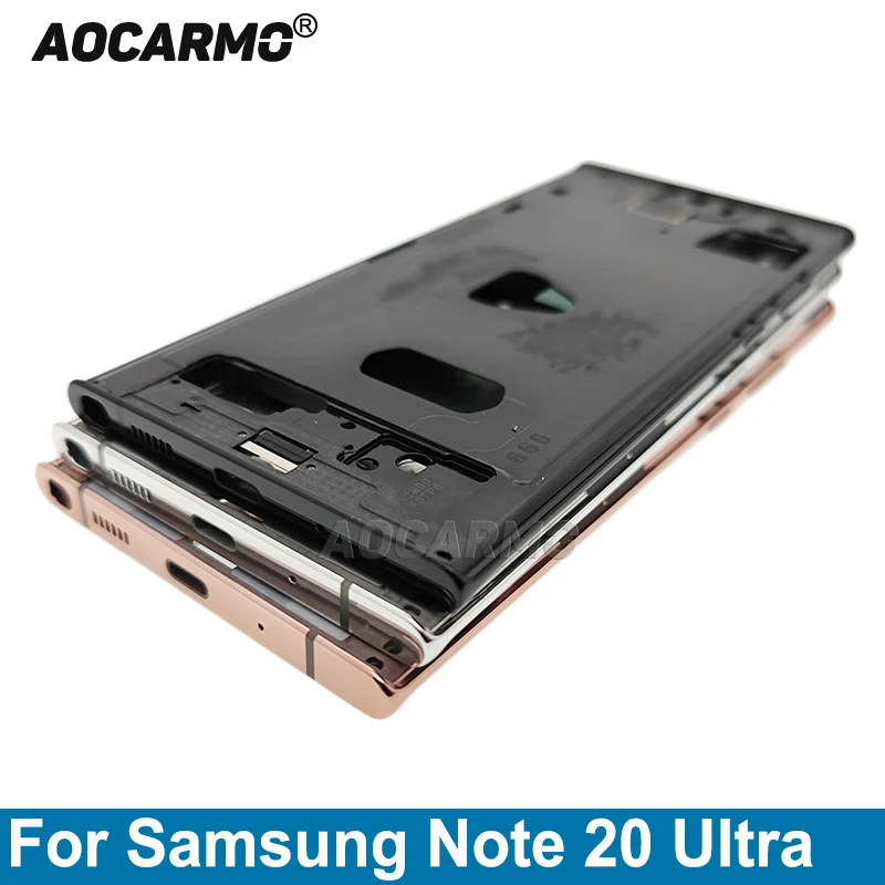 Aocarmo For Samsung Galaxy Note 20 Ultra N9860 Note20U Black Gold White Middle Frame Bezel With Power Buttons Replacement Part