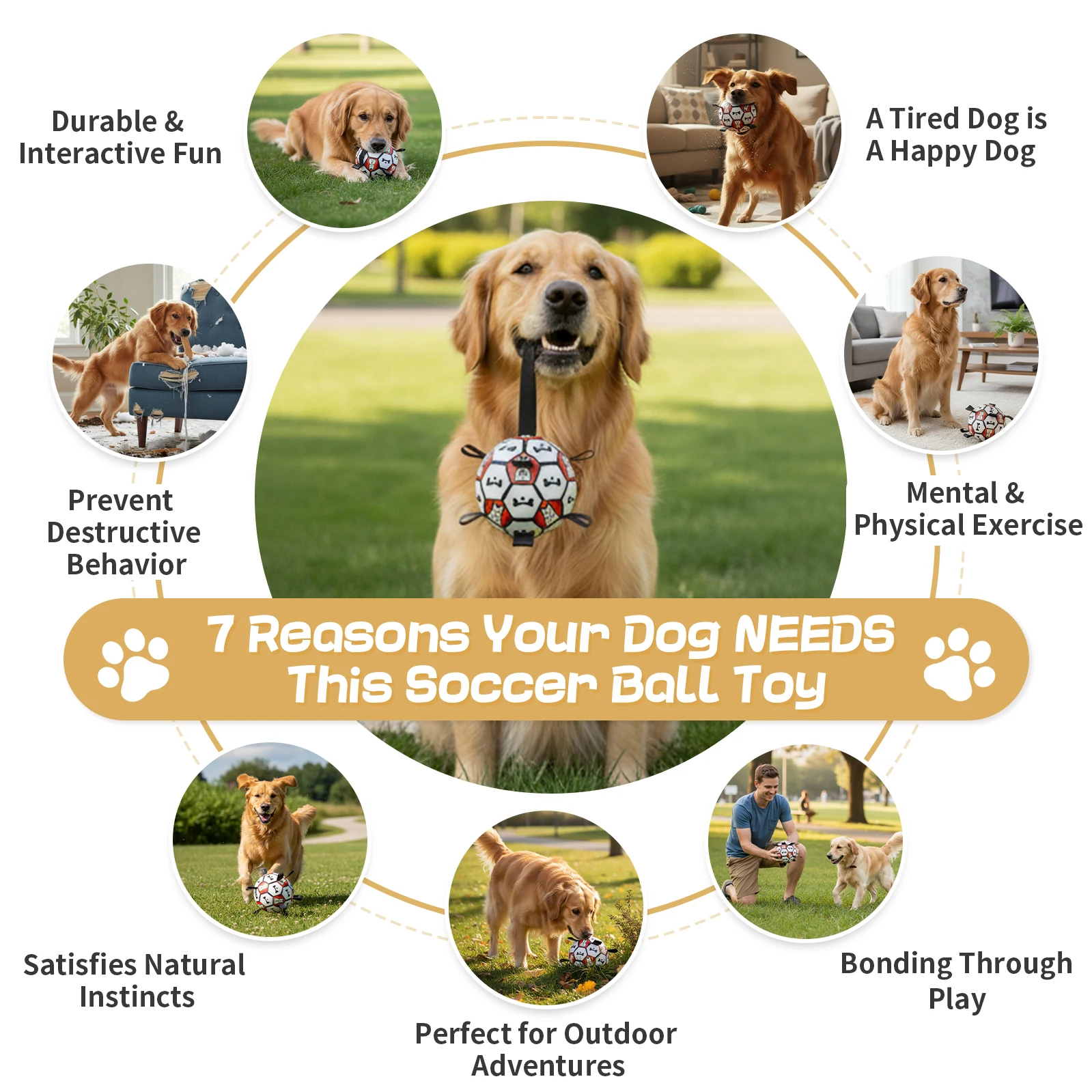 Premium 6-Inch Dog Soccer Ball with Handles Chew Resistant Durable Herding Ball for Small/Medium Dogs Training And Outdoor Play view 2