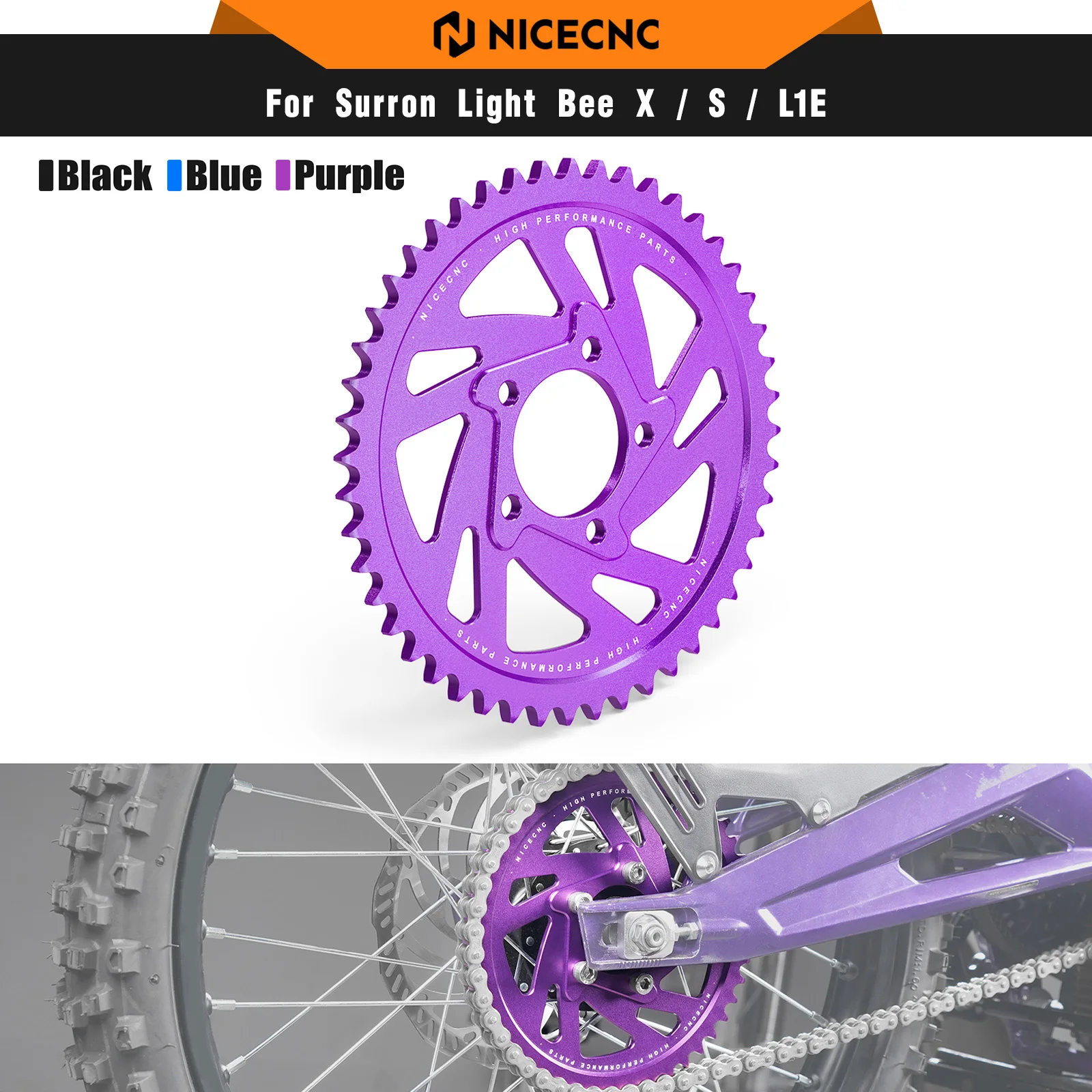 

NICECNC For Surron Light Bee X Light Bee S Light Bee L1E Electric Dirt Bike 48T Rear Sprocket For Segway X160 X260 2024 2025