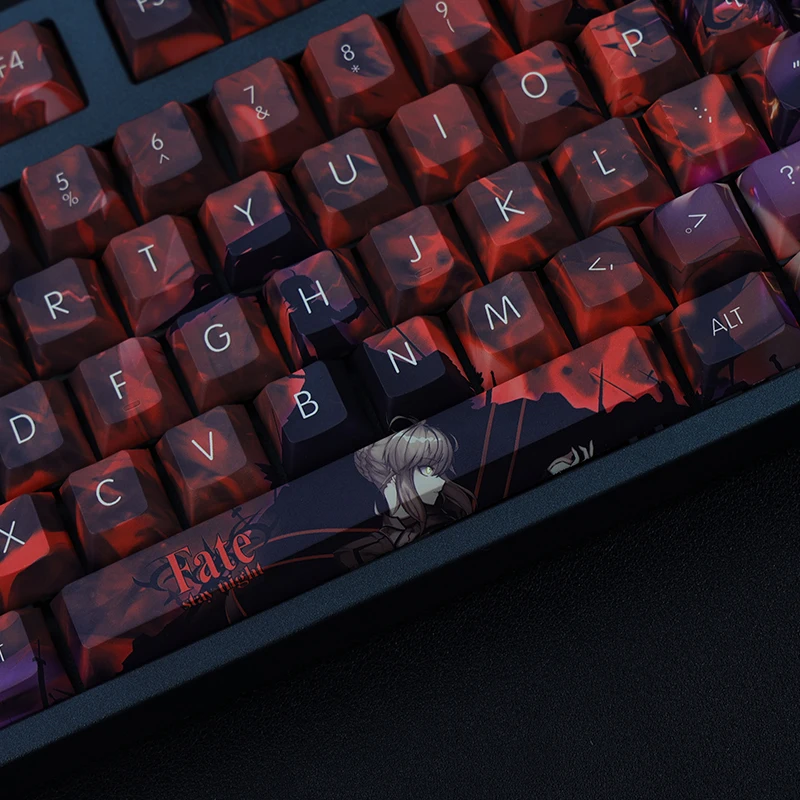 108 tasten Fate Stay Night Saber Null Tastenkappen Kirsche Profil Zwei Dimensional Anime Keycap PBT 5-seite Sublimation Tastatur keycap