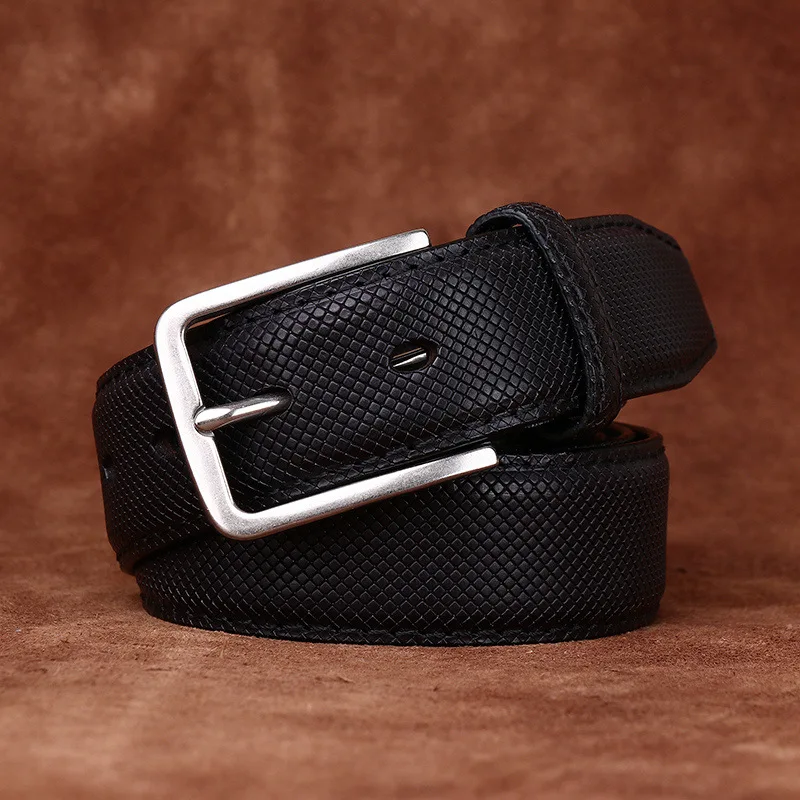 

3.3CM Wide Men's Belt Genuine Leather Belt With Stainless Steel Buckle for Men Dress Casual Jeans Top cowhide