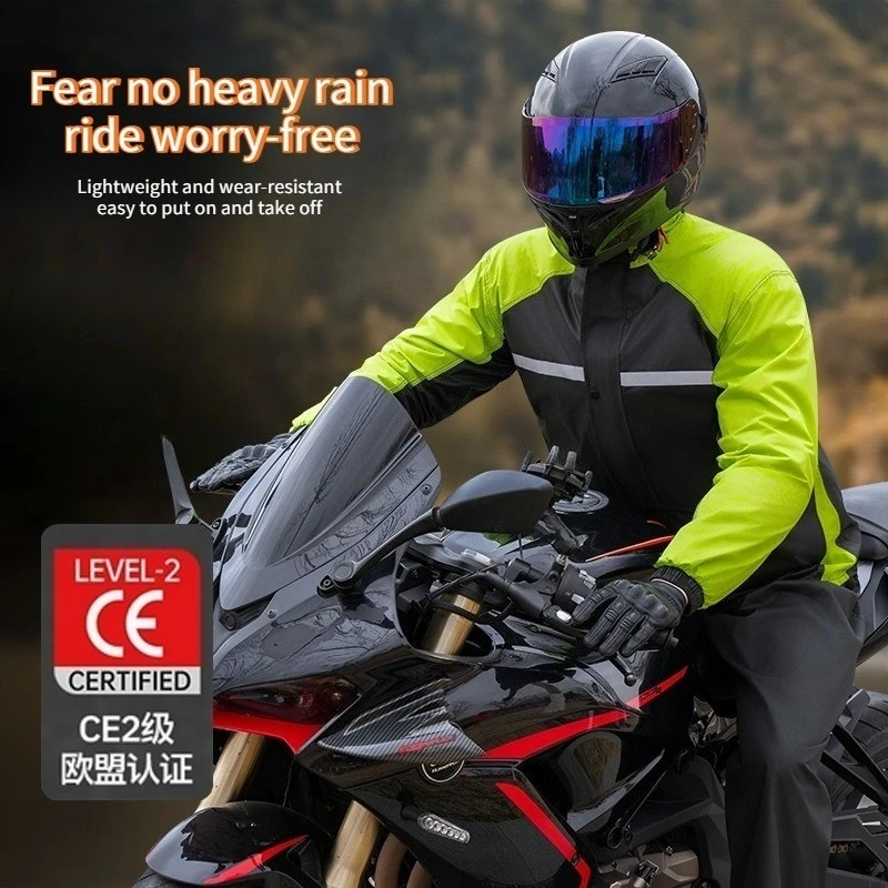 

Split raincoat set Motorcycle locomotive whole body waterproof long with reflective strip riding rain gear 우비
