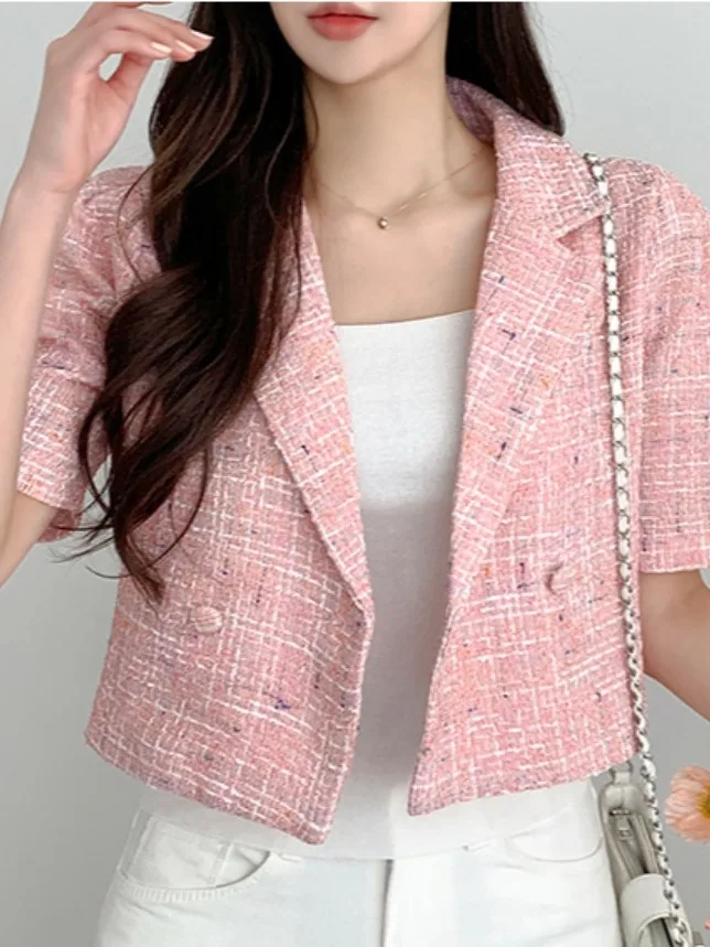 

Женский корейский костюм ort Bubble Sve Jaet, новинка 2025, маленький костюм Fraance Wind Ele Lady, высококачественный костюм с воротником, топ