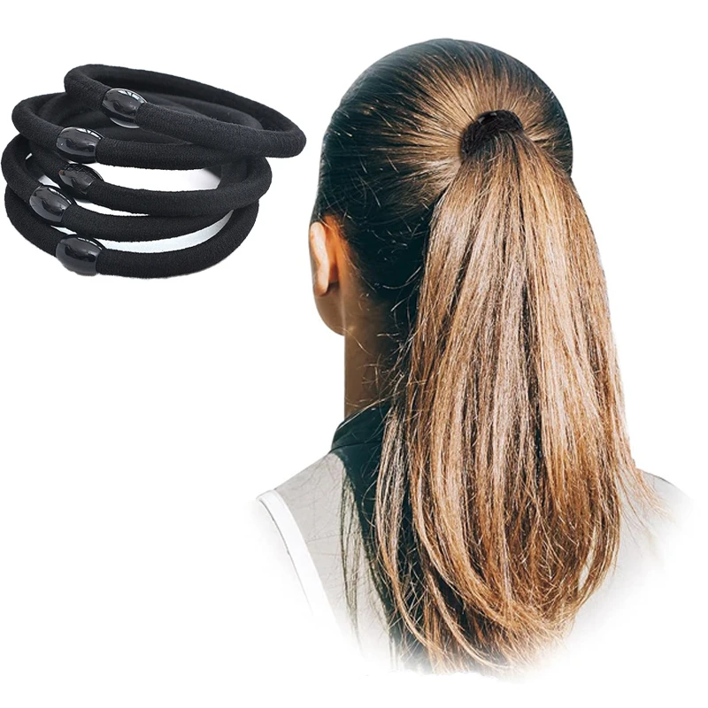 30pcs Thick Ponytail Hair Rope Black Hair Ties Elastic Hair Holder Rubber Bands Accessories Customized