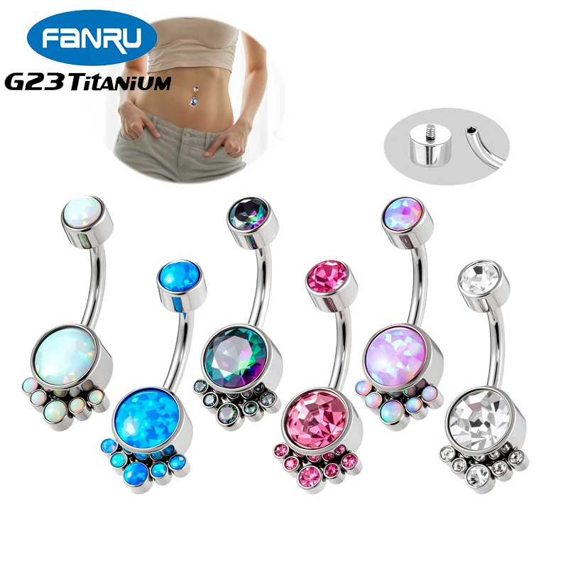 

1PC G23 Titanium Belly Piercing Opal Zircon Curved Barbell Rings Belly Button Navel Rings Nombril Ombligo Body Piercing Jewelry