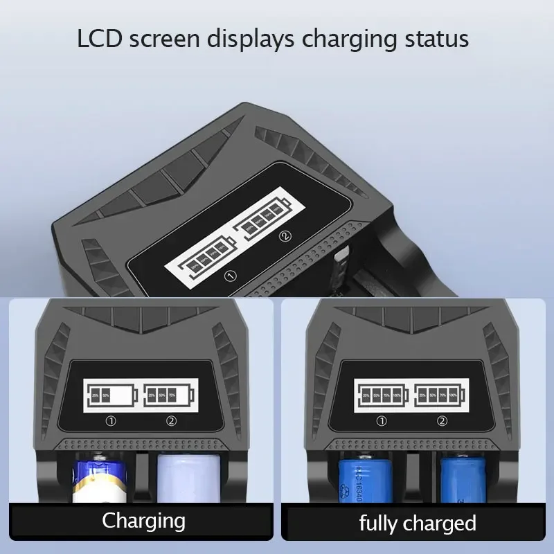 Intelligent LCD Battery Charger 1 / 2  Slots Dual For 18650 4.2V Rechargeable Lithium Battery For 1.2V NI-MH AA / AAA Battery