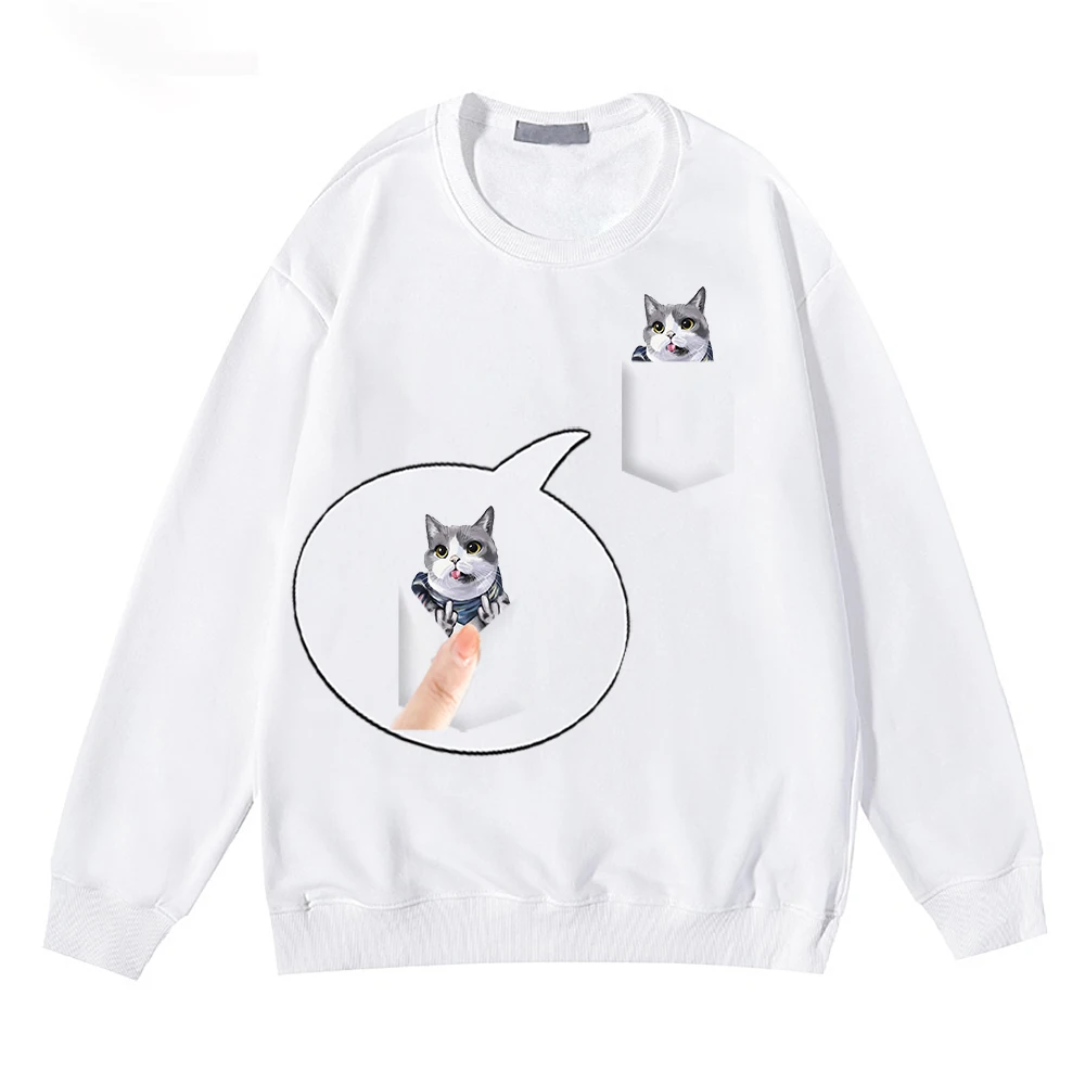 CLOOCL Funny Animals Sweatshirts Cat Drink Red Wine Printed Pullovers Unisex Sportswear Male Female Polyester Streetwear S-7XL