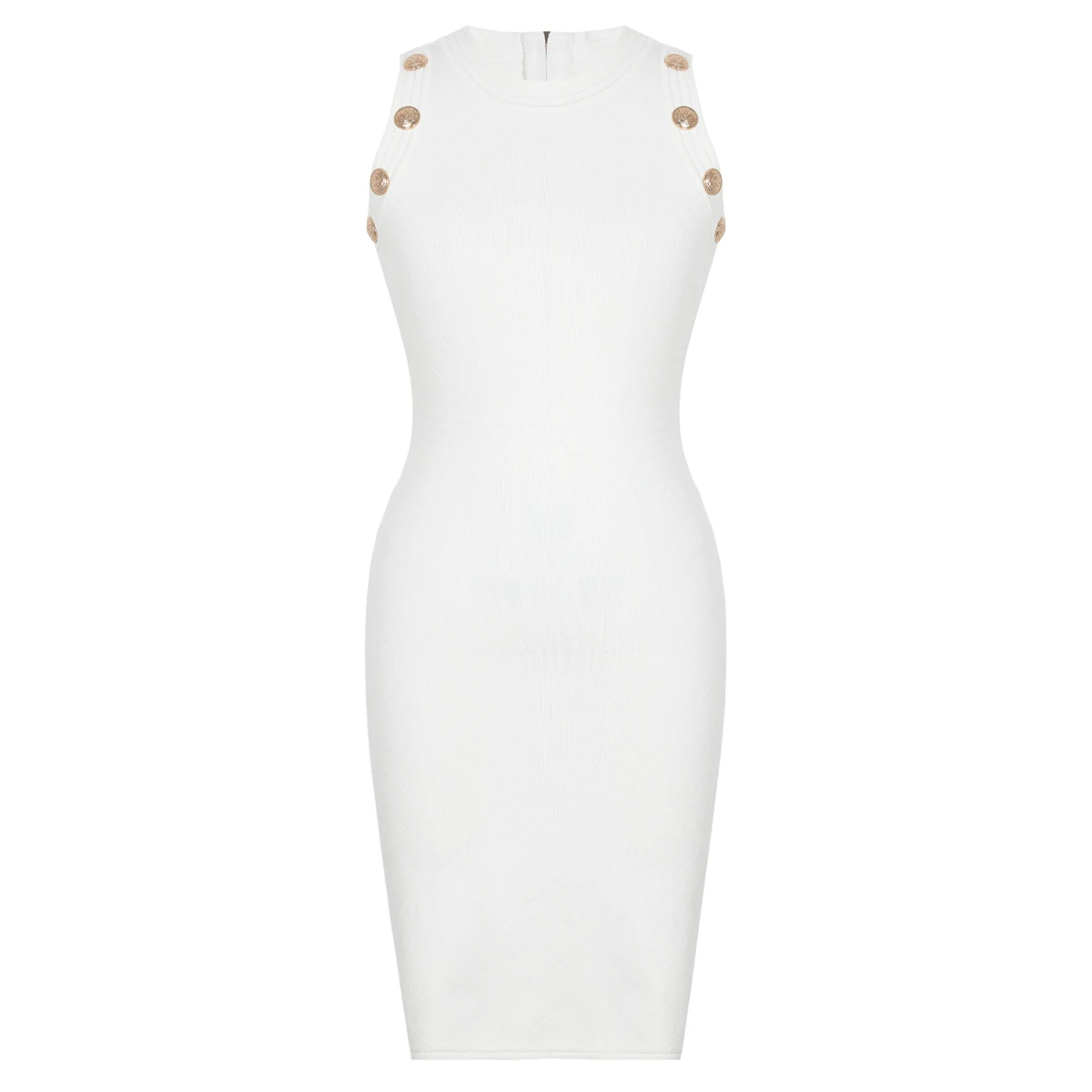 

High Quality Summer New Sleeveless Button Elastic Knitted Diamond Patterned Waist Hugging Slim Fit Women's Dress