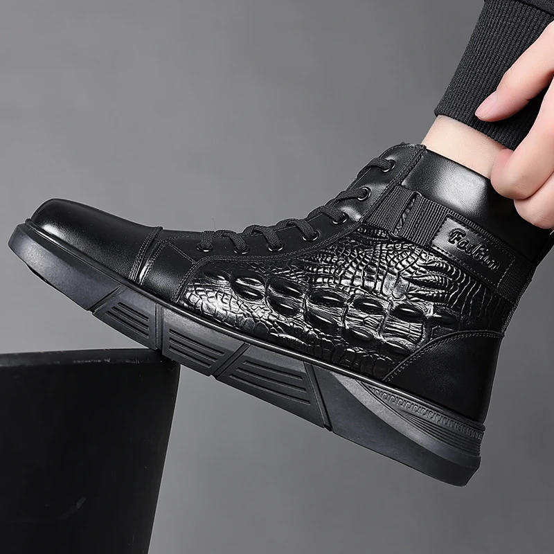 rendy fashion cotton boots warm wear-resistant comfortable simple Leather Mens Dress Boots Winter Shoes Men Zapatillas Hombre
