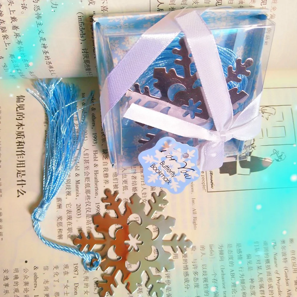 

4Pcs Snowflake Metal Tassel Bookmark Creative Stylish Read Marker Graduation Gift Chinese Style Metal Bookmark