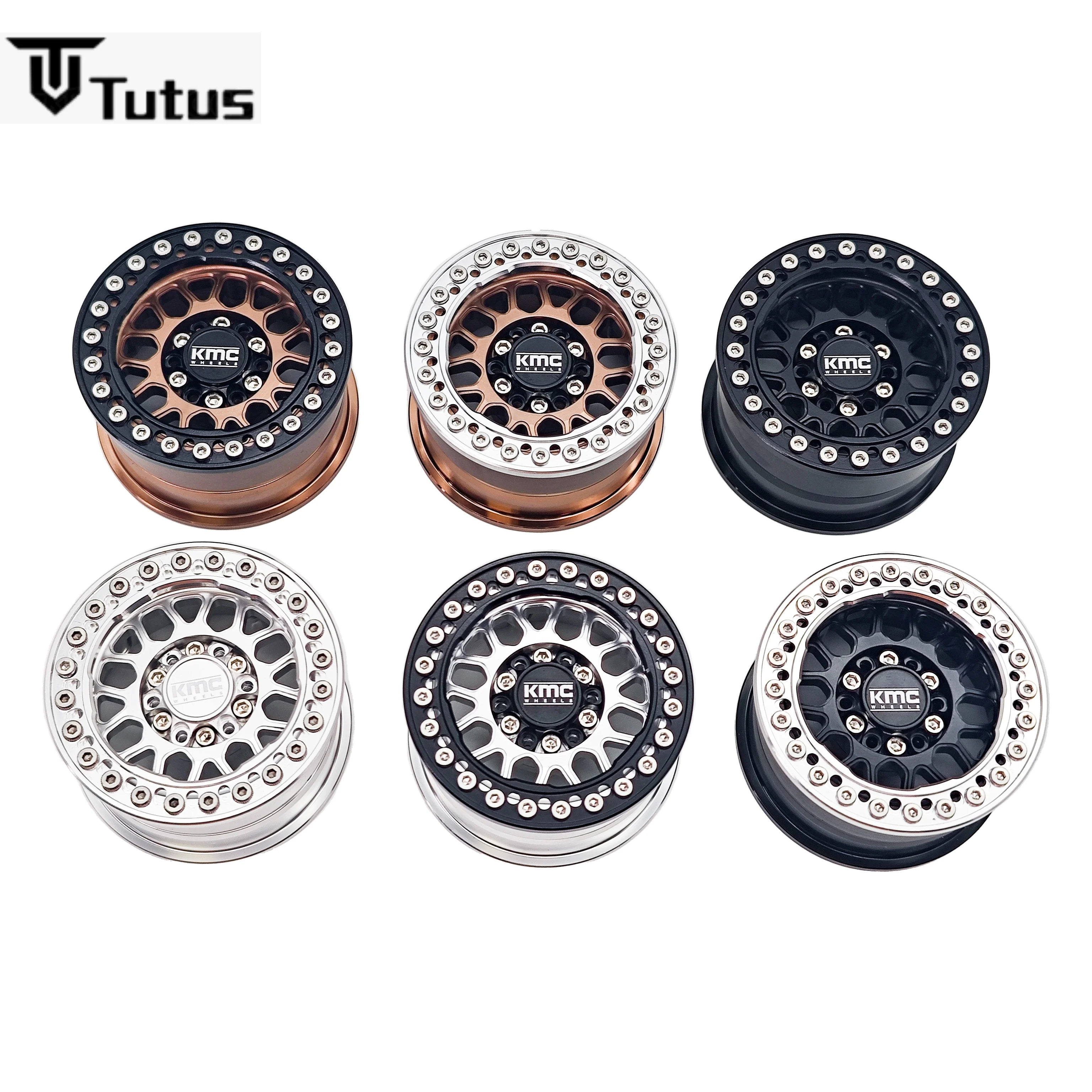 KMC 1.9 Inch Beadlock Aluminum Alloy Wheel Hub for 1/10 RC Crawler Car SCX10 TRX4 D90 MK07 Upgrade Parts