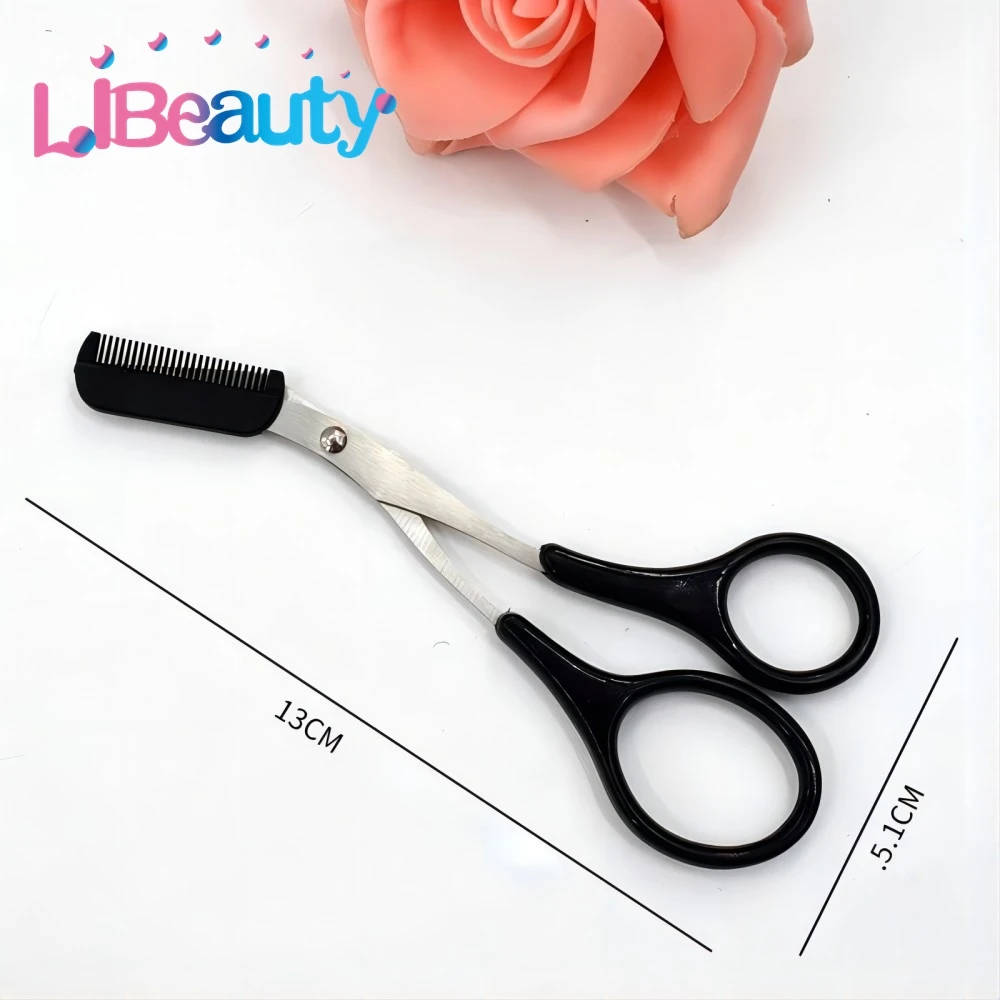 Libeauty 1PC Safe Eyebrow Trimmer Stainless Steel Eyebrow Scissors With Comb Hair Removal Shaver Eyebrows Shaping Makeup Tool