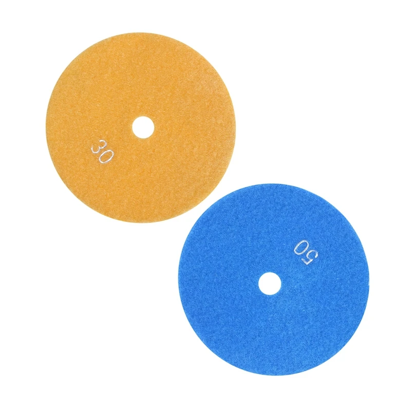 2 Pcs 5 Inch 125Mm Wet Diamond Polishing Pads Marble Granite, Grits 50 & Grits 30