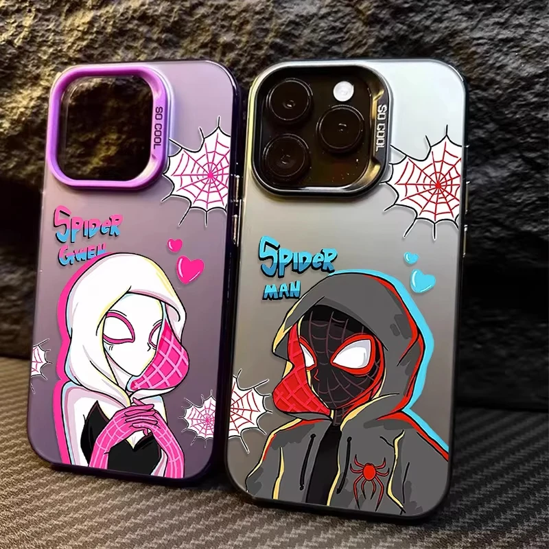 حافظة لهاتف آيفون 16e 16 15 14 13 12 11 Pro Max XS Max 7 8 Plus غطاء خلفي من السيليكون المقاوم للصدمات من Marvel Spider-Man Gwen