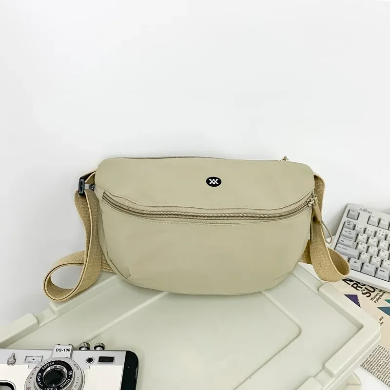 2024 New Nylon Zipper Waist Packs Solid Color Simple Neutral Style Casual Chest Bag Soft Versatile Commuter Crossbody Bag