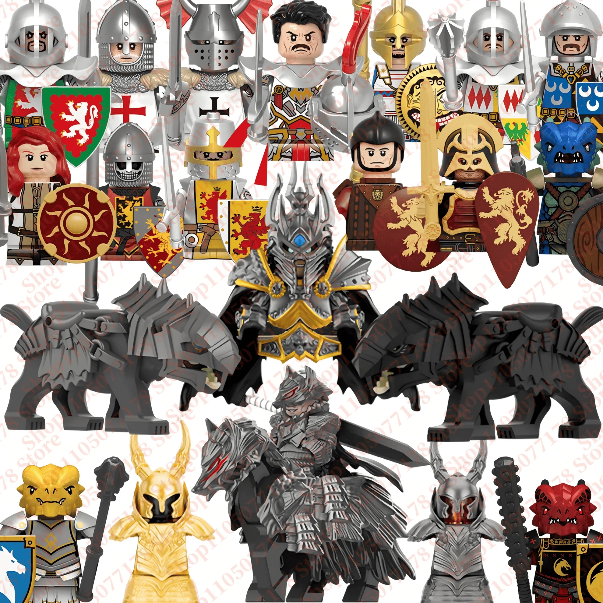 

Medieval wars Roman Teutonic Empire knights archers guards children building block toys assembly DIY blocks collection gifts
